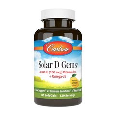 Solar D Gems 4,000 IU (100 mcg) Vitamin D3 + Omega-3s 120 soft gels