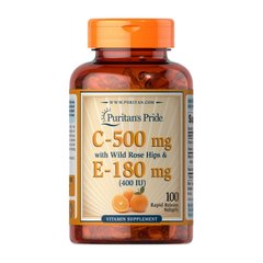 Vitamin C-500 mg with Rose Hips & E-180 mg 100 softgels