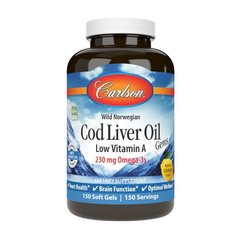 Cod Liver Oil Low Vitamin A 230 mg Omega-3s wild norwegian 150 soft gels