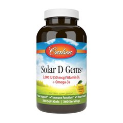Solar D Gems 2,000 IU (50 mcg) Vitamin D3 + Omega-3s 360 soft gels