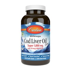 Cod Liver Oil Super 1,000 mg With 10 mcg (400 IU) D3 wild norwegian 250 soft gels