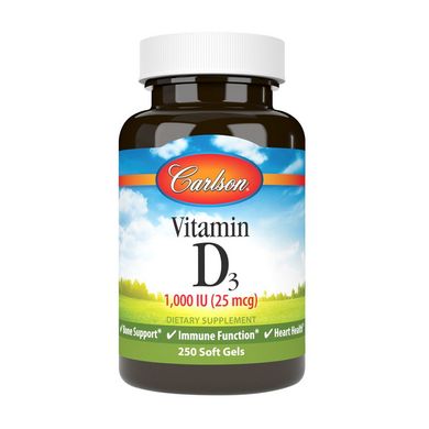 Vitamin D3 1000 IU (25mcg) 250 soft gels