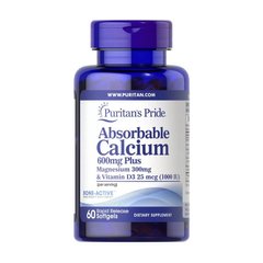 Absorbable Calcium 600 mg Plus Magnesium 300 mg & Vitamin D3 25 mcg 60 softgels
