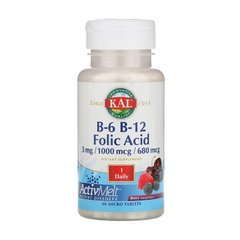 B-6 3 mg B-12 1000 mcg Folic Acid 680 mcg 60 micro tablets