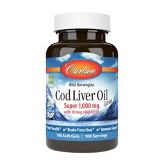 Cod Liver Oil Super 1,000 mg With 10 mcg (400 IU) D3 wild norwegian 100 soft gels